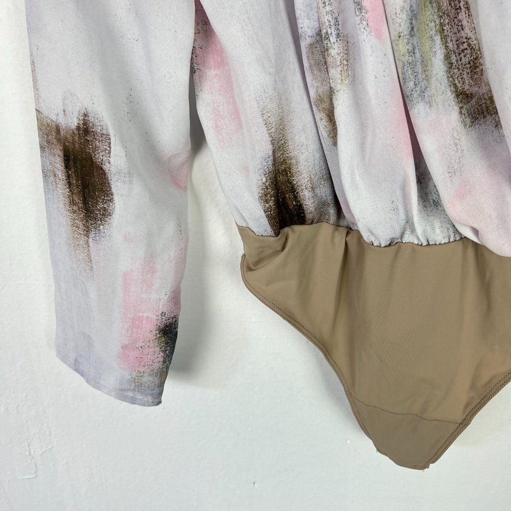 Aritzia Babaton Ambrose Bodysuit Frost Pink Dream Wrap-front Size Small S I1396 - Picture 4 of 14